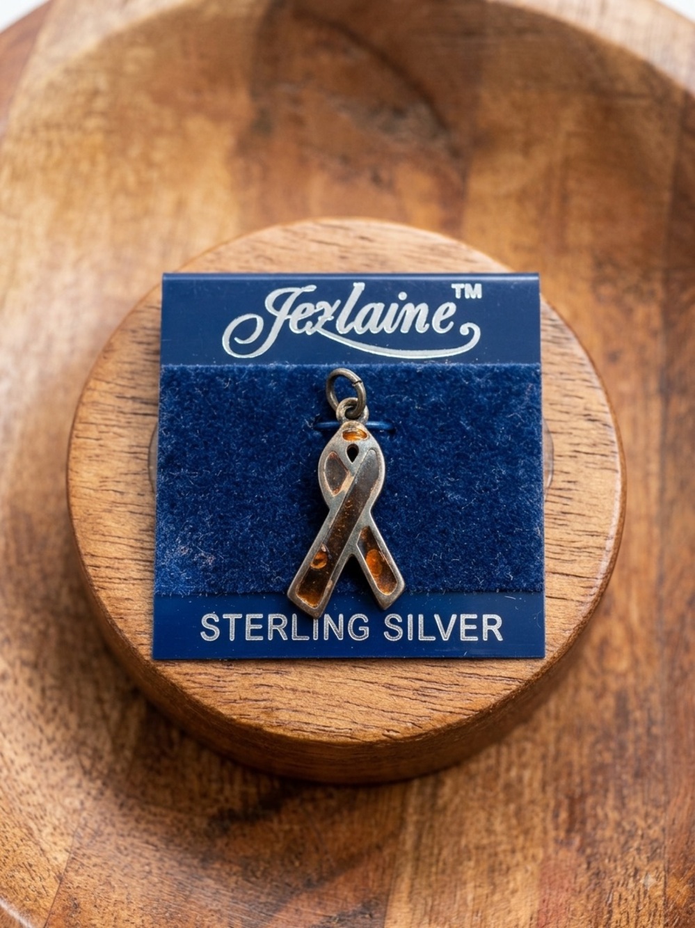 Vintage Jezlaine Sterling Silver Awareness Ribbon Charm
